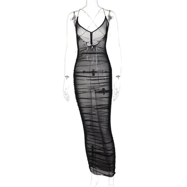 2021 Through Meah Long Dress Women 2021 Sleeveless Straps Solid Backless Streetwear Y2K Sexy Party Clubwear 3