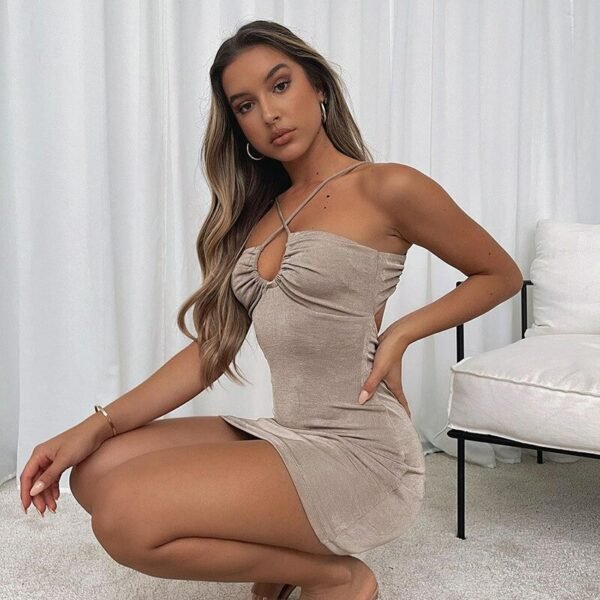 Sexy Summer Knit Bodycon Dress Summer Clothes For Women Clubwear Criss Cross Halter Backless Mini Dresses 5