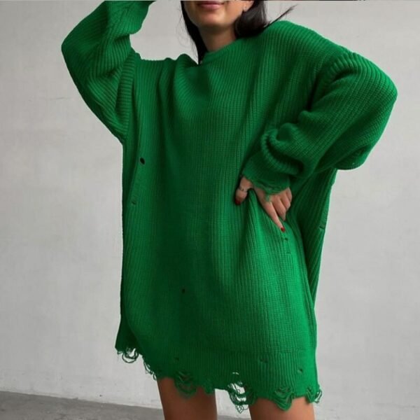 Y2K Sweater Women S Dress Autumn Winter Knitted Feamle Dresses Casual Loose Oversized Unique Top O